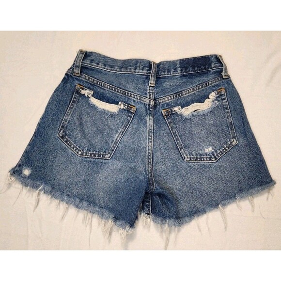Abercrombie & Fitch Shorts 25/0 Blue Boyfriend Curve Love Distressed Cut Off - Picture 3 of 8